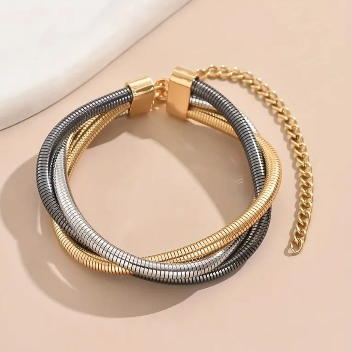 TriTone Elegance Bangle